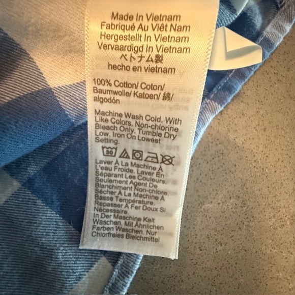 NWOT J. Crew Factory Blue & White Plaid XL Flannel Button Women's Shirt - Picture 9 of 10